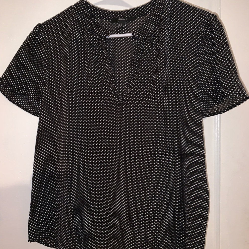 Black White Polka Dot Blouse